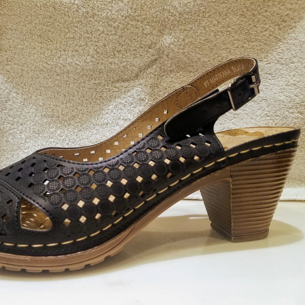 Black sling backs